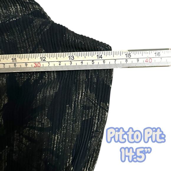 Halston Heritage Black Metallic Gold Halter Dress Womens XS Ruffle Hem Cocktail - Picture 6 of 9